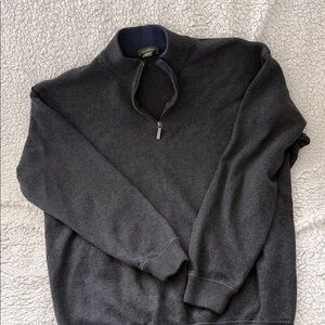 Ermenegildo Zegna Dark Charcoal Half-Zip Sweater
